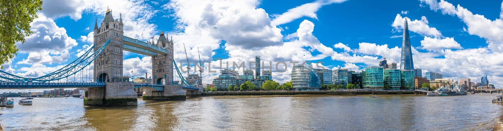 Tower bridge and Thames riverfront skyline panoramic view in London by xbrchx