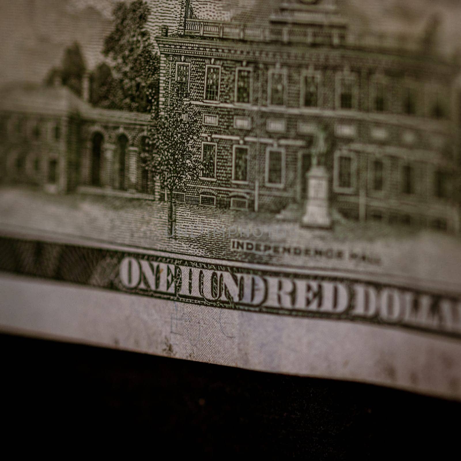 Macro shot of USD currency. USD inflation, US money