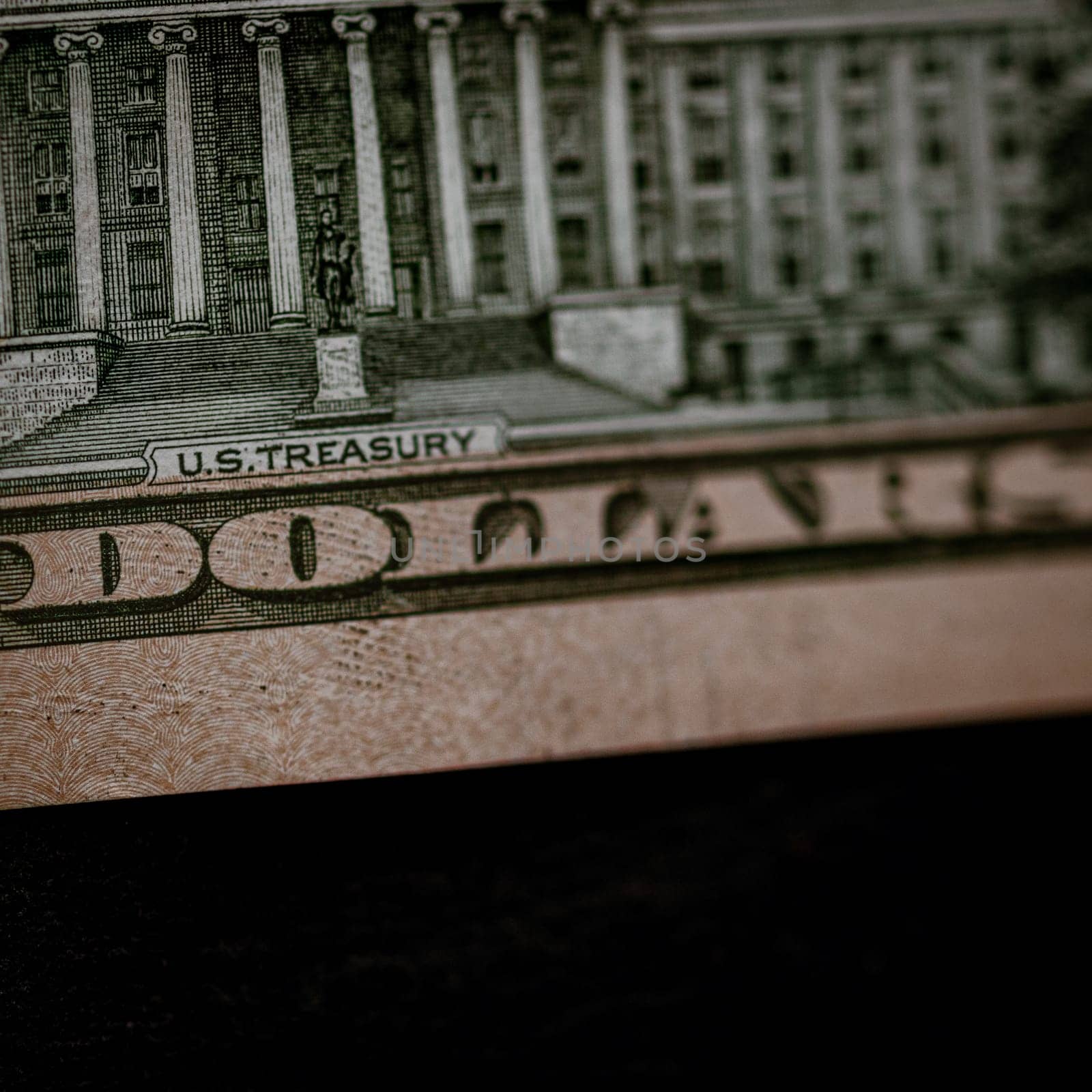 Macro shot of USD currency. USD inflation, US money