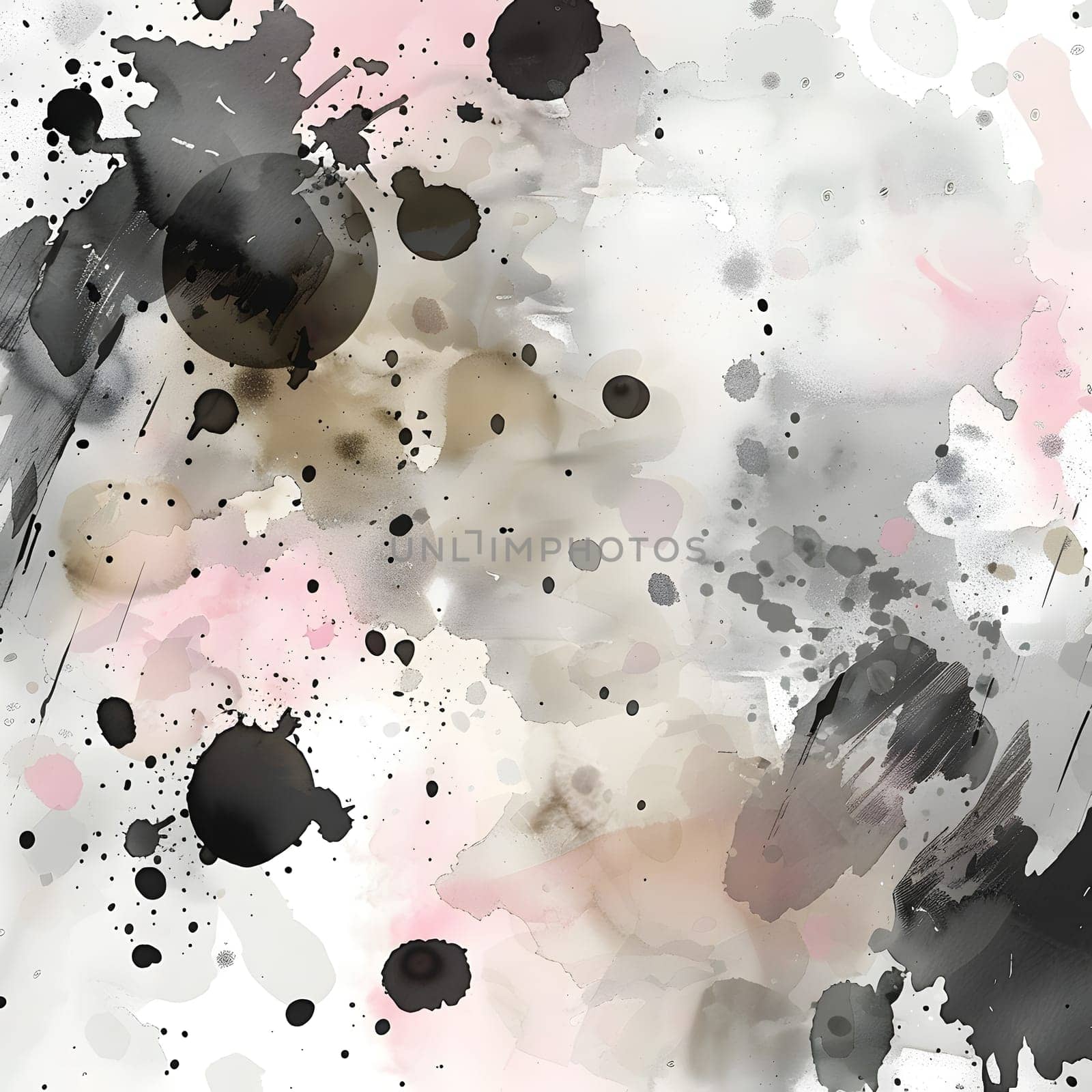 Artistic white background with black and pink paint splashes by Nadtochiy