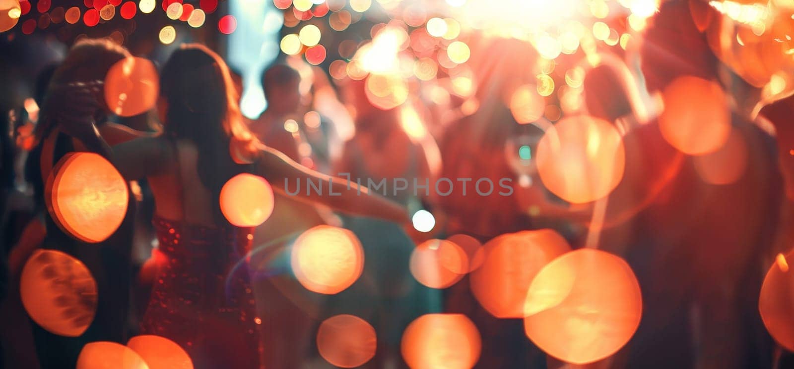 A crowd of people are dancing and enjoying themselves at a party by AI generated image by wichayada