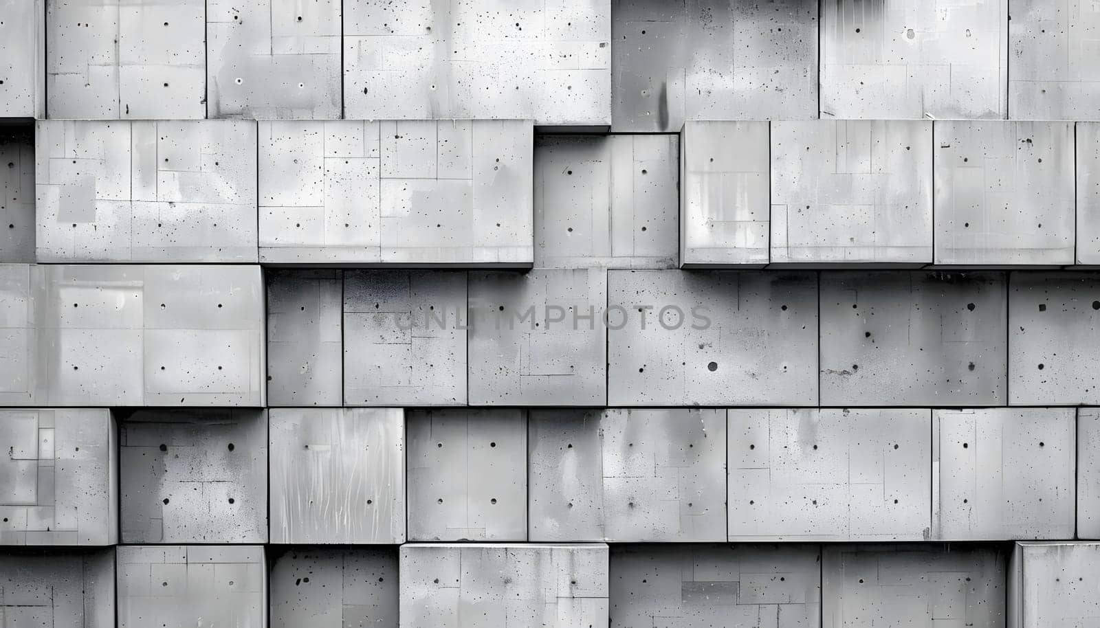 A grey wall of concrete cubes in a geometric pattern by Nadtochiy