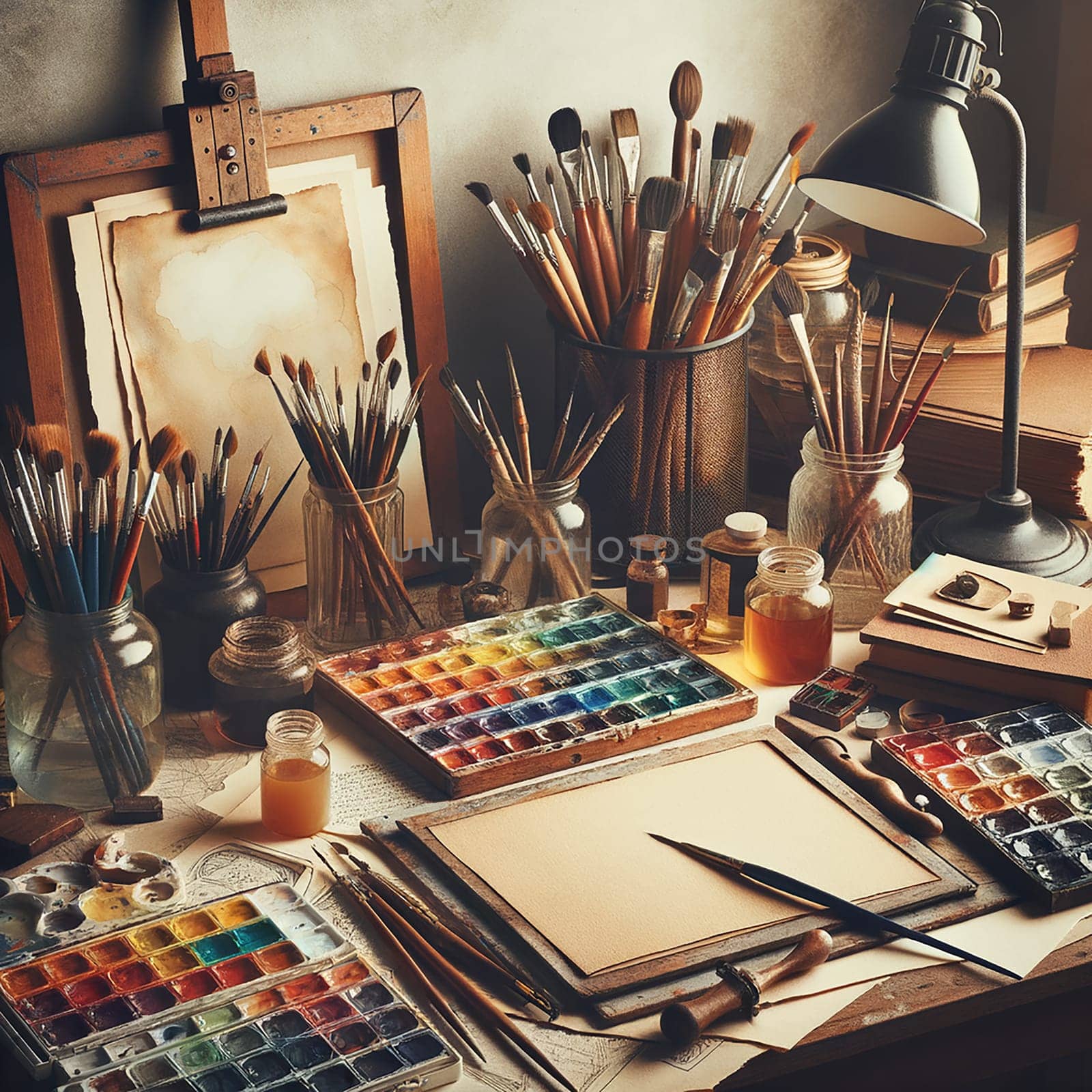 Immerse in Creativity: Artistic Workplace with Vintage Style