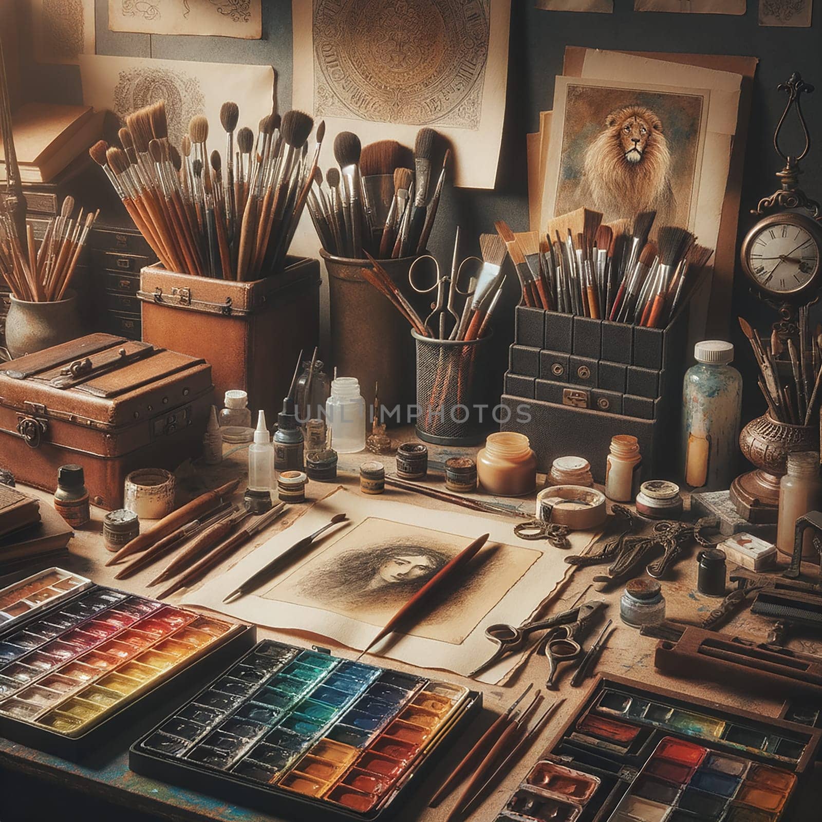 The Artistic Journey: Vintage-Inspired Toned Picture of an Artistic Setup by Petrichor
