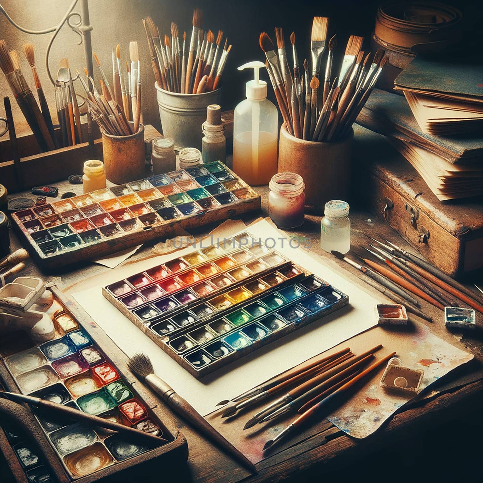 Unleash Your Creativity: Artistic Tools and Accessories in a Toned Picture