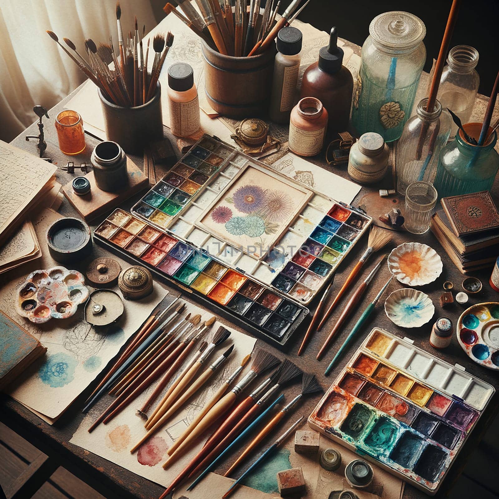 Inspired Workspace: Artistic Mock-up with Vintage Aesthetic by Petrichor