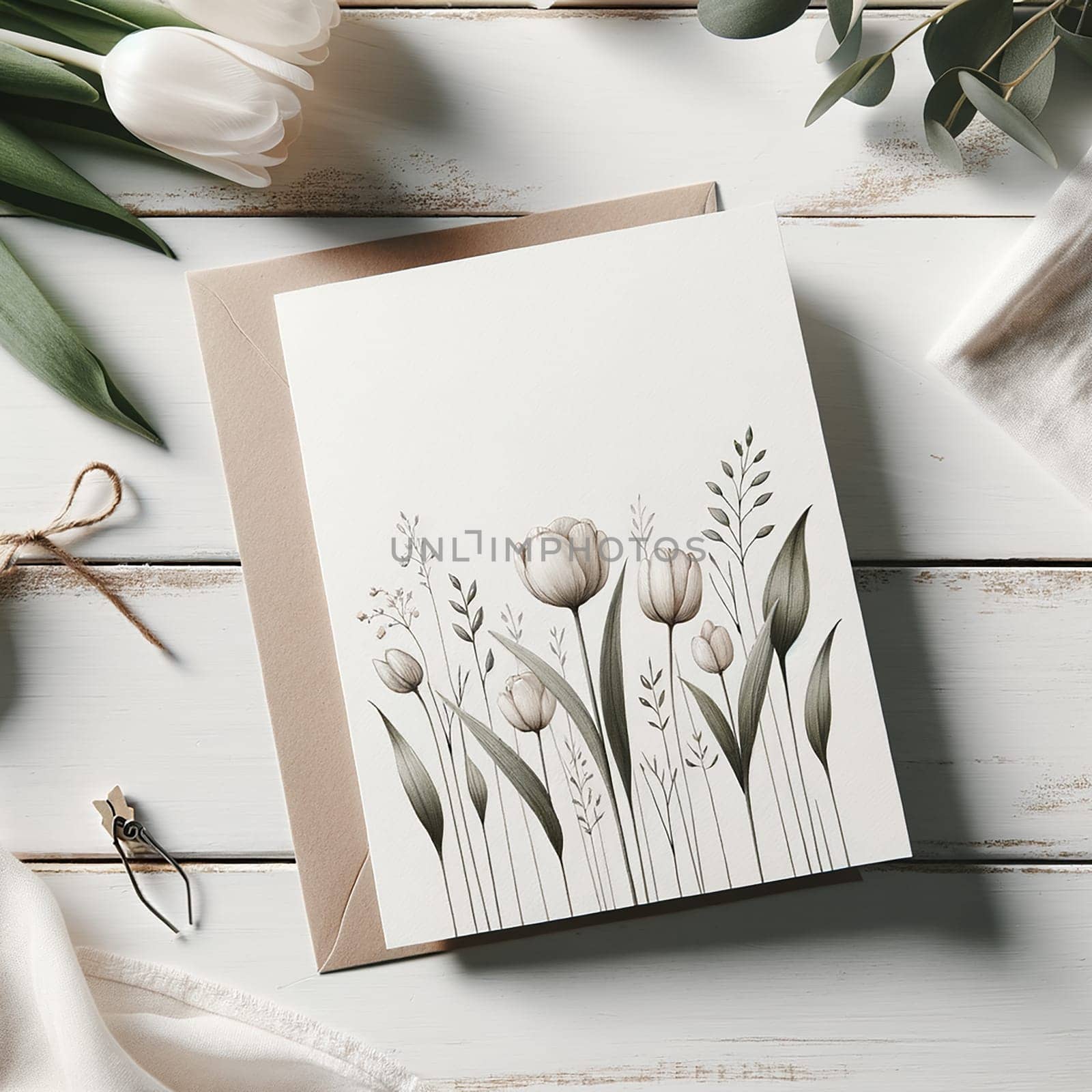 Anniversary Romance: Greeting Card Surrounded by Peonies by Petrichor