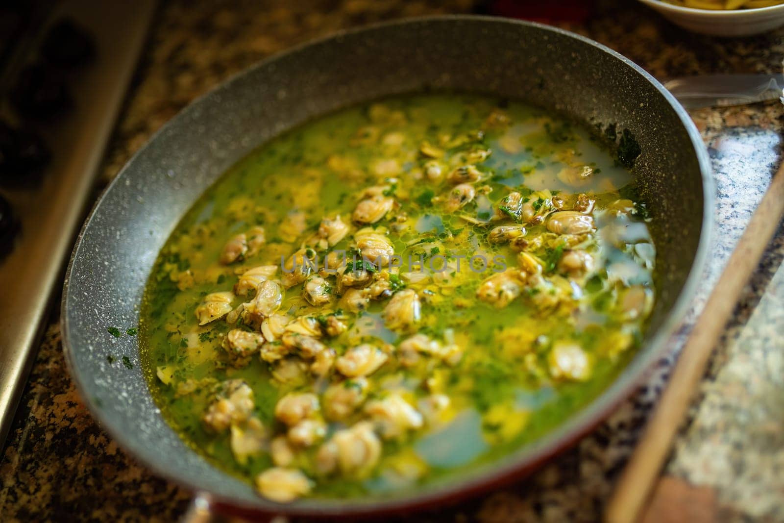 Clam Sauce Preparation in Pan by pippocarlot