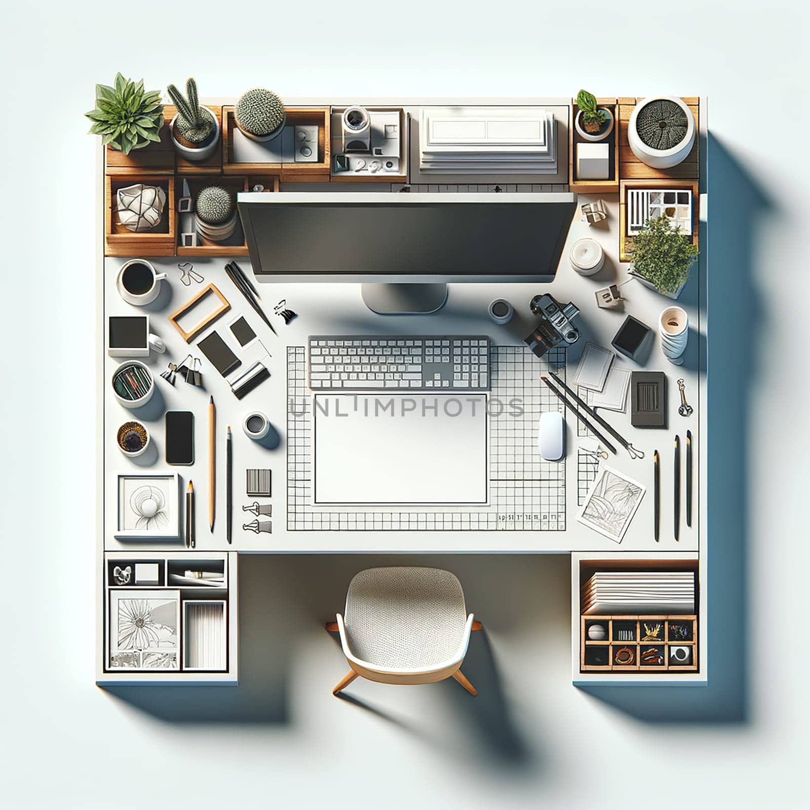 Workspace Wonderland: Top-View Delight for Designers by Petrichor