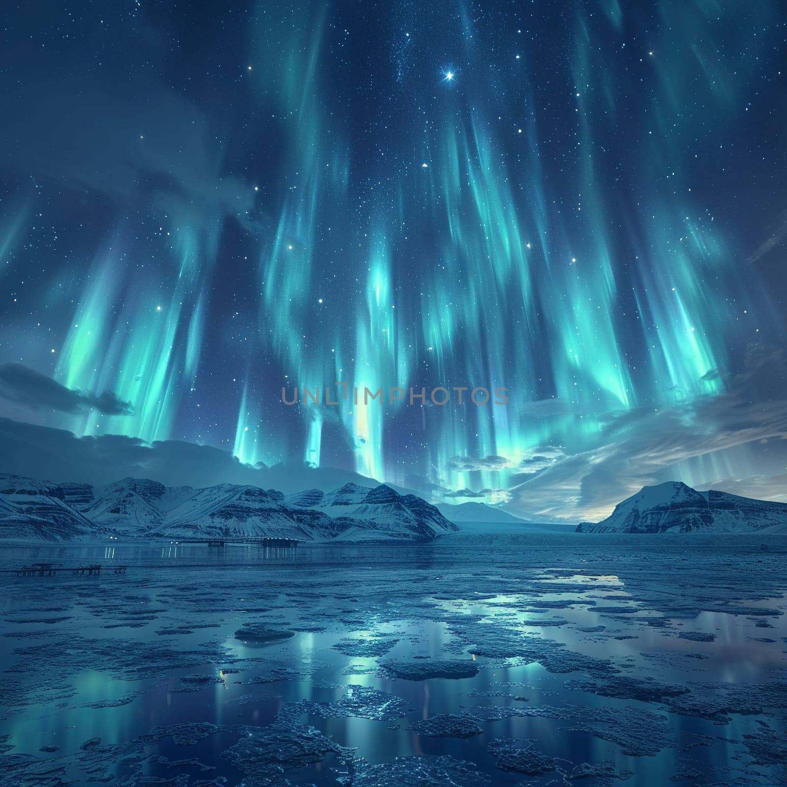 Aurora borealis illuminating the night sky by Benzoix