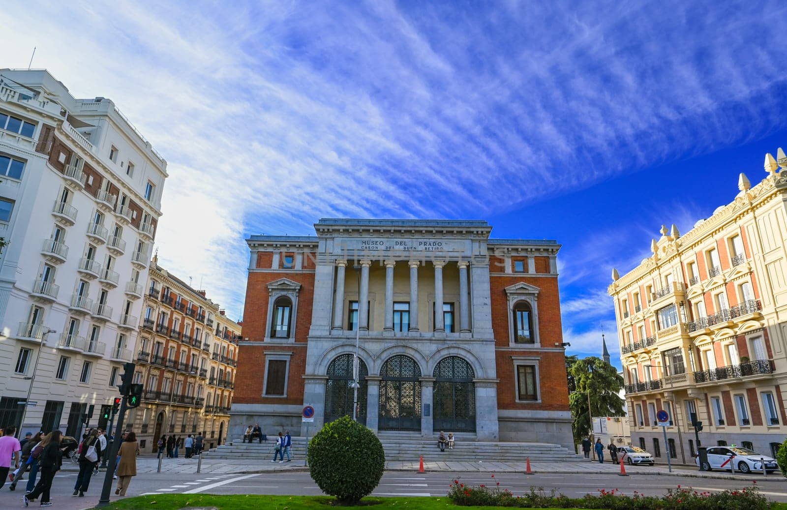 Facade of the National Prado Museum, the most important museum in Madrid and one of the most important art museums in the world. Madrid Spain. High quality photo