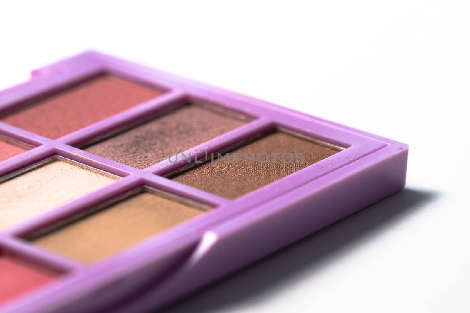 Cosmetic Makeup Eyeshadow box. Different color. Macro by clusterx