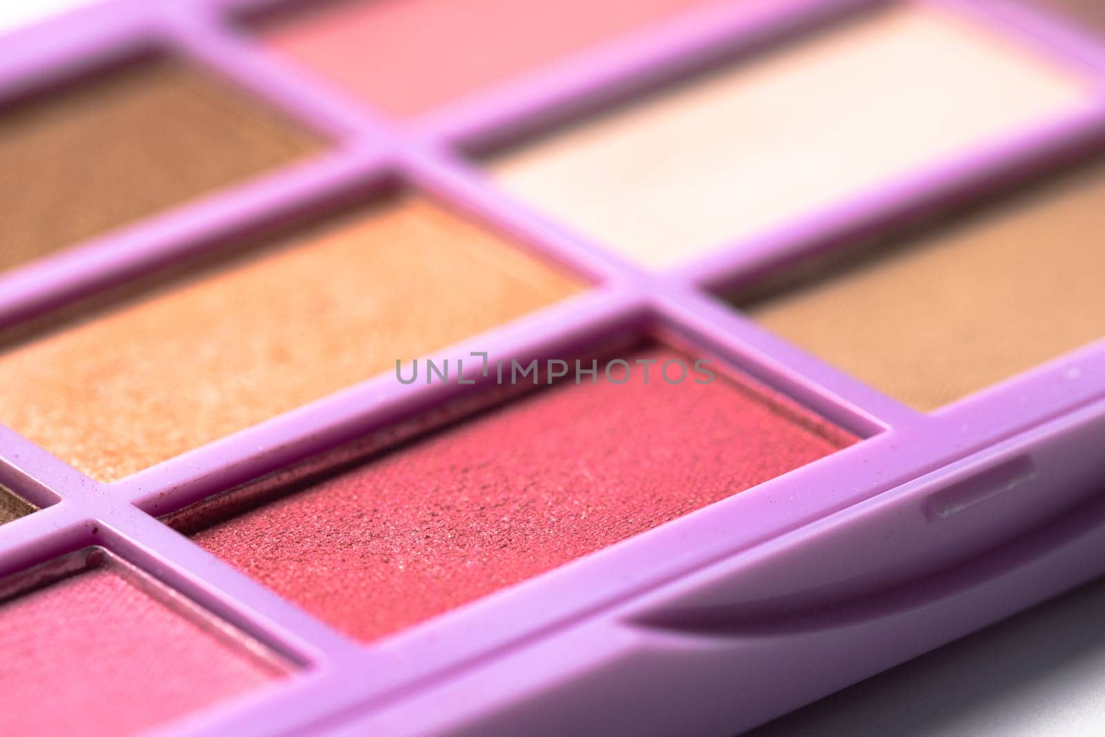 Cosmetic Makeup Eyeshadow box. Different color. Macro by clusterx
