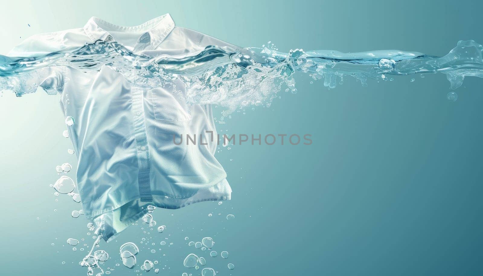 A person's head is submerged in water, with their shirt by AI generated image by wichayada