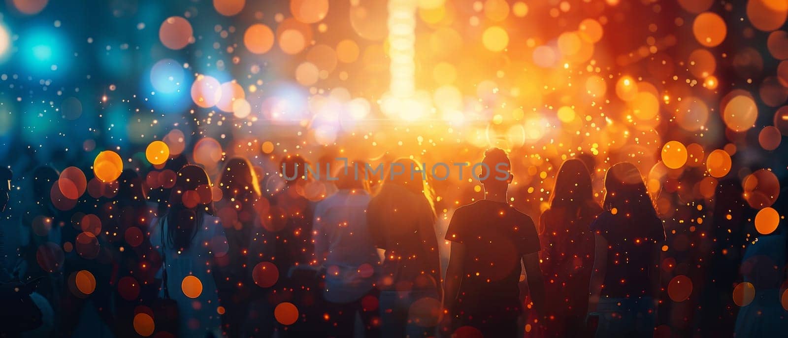A crowd of people are dancing and enjoying themselves at a party by AI generated image by wichayada