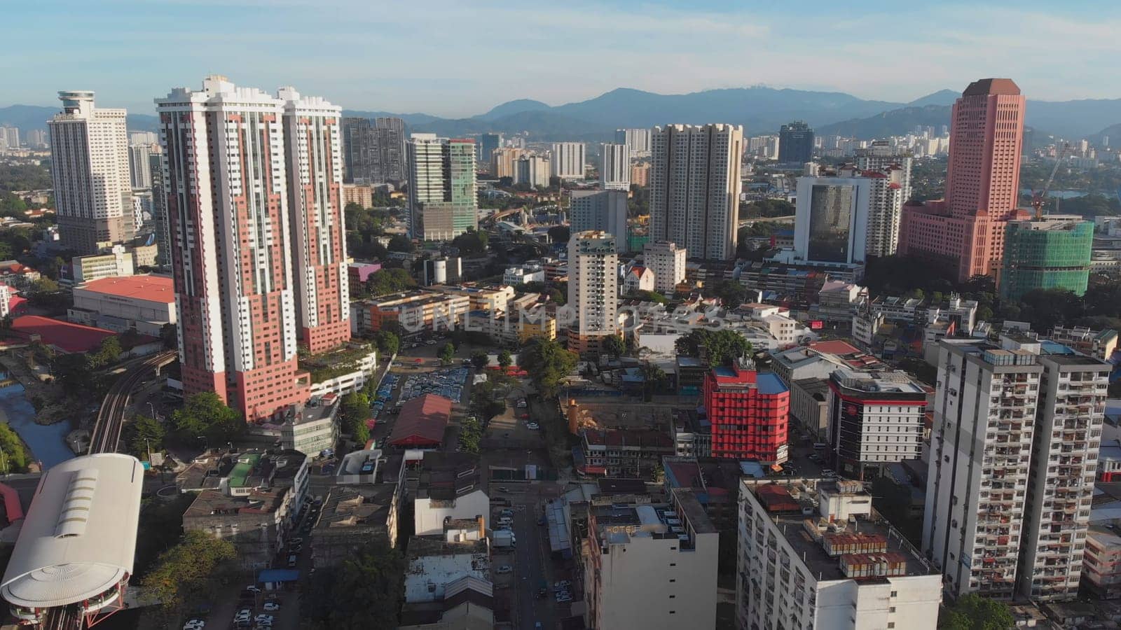 An early morning drone view of Kuala Lumpur. Malaysia