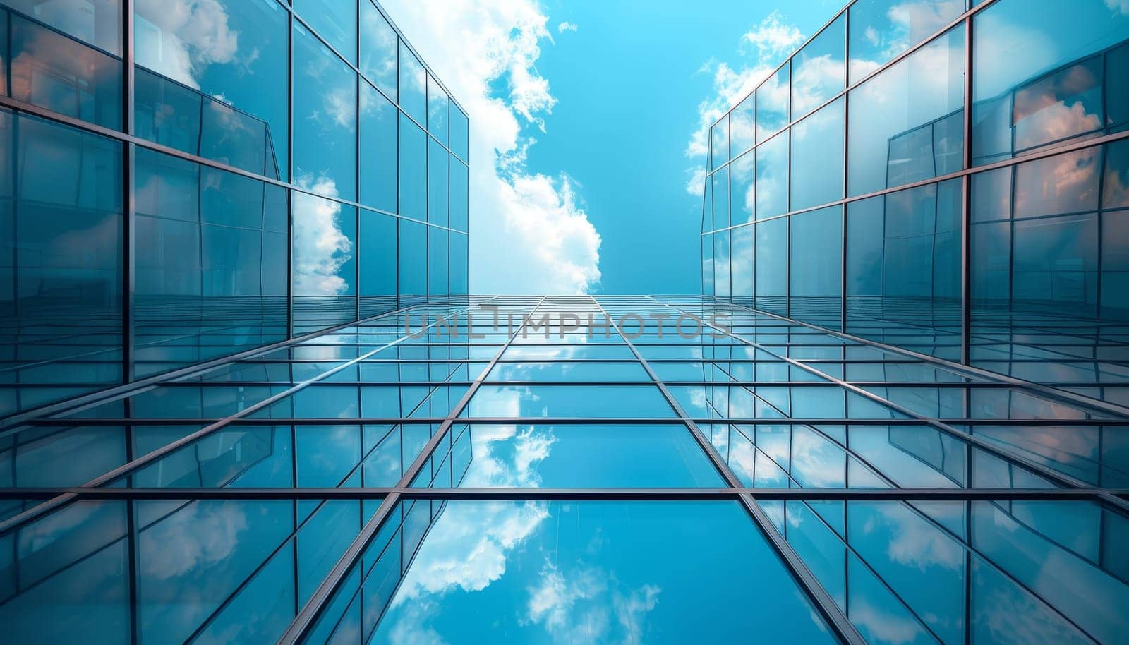 A tall building with a blue sky and clouds in the background by AI generated image.