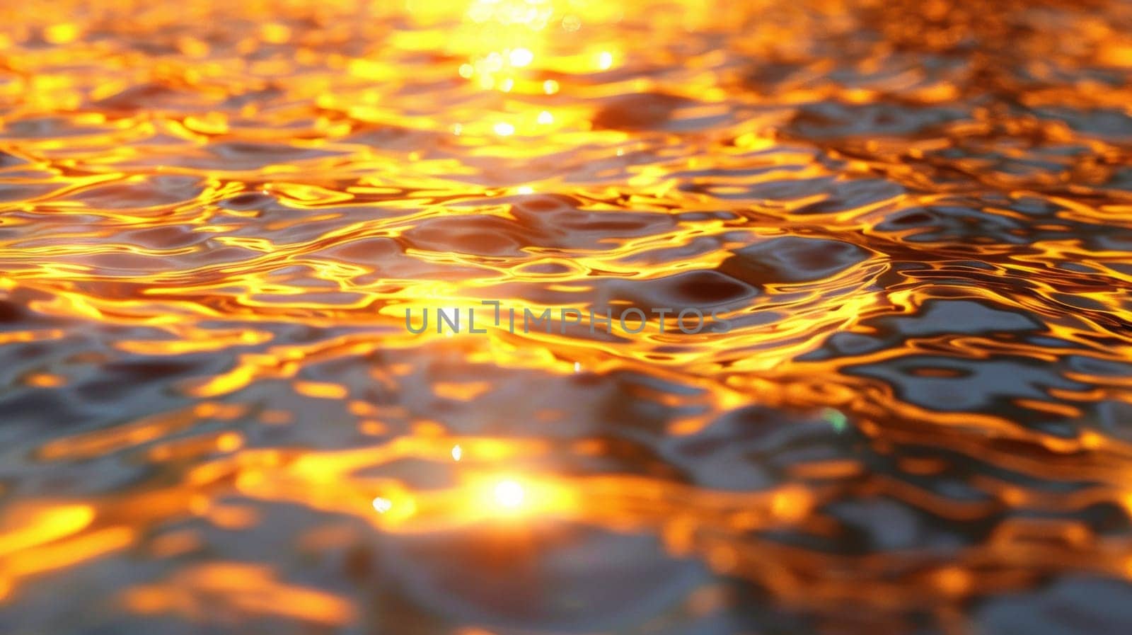 A close up of a water surface with some sun shining on it, AI by starush