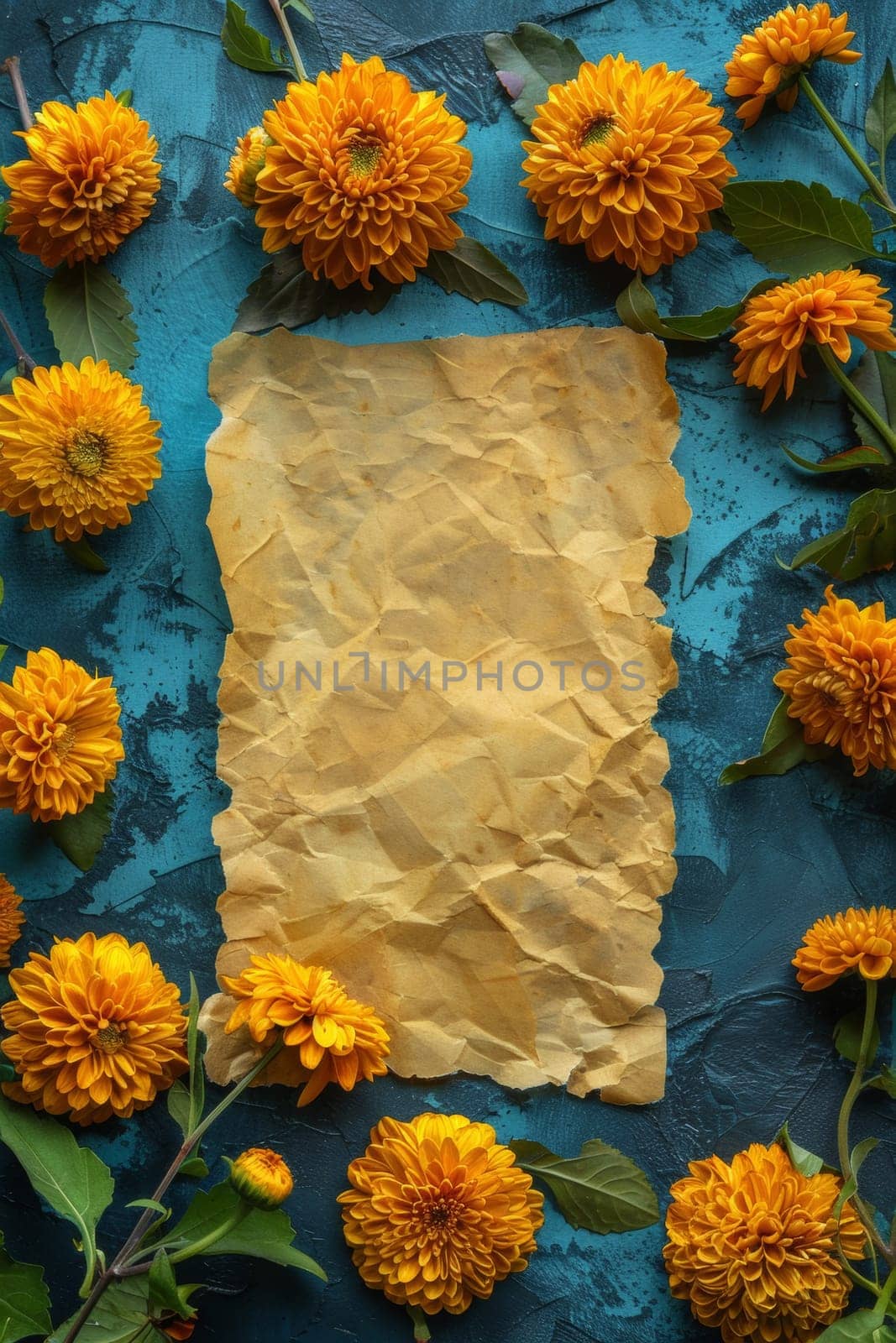 A piece of a sheet with flowers and leaves surrounding it
