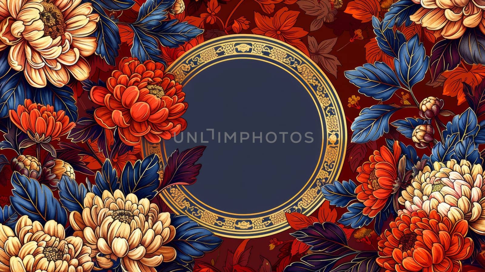 A picture of a decorative floral pattern with an ornate frame, AI by starush