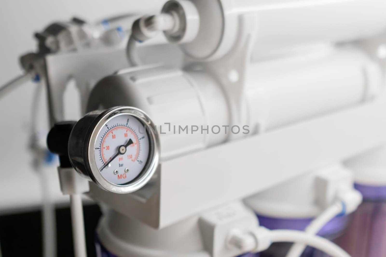 Pressure gauge shows the pressure in the reverse osmosis system by vladimka