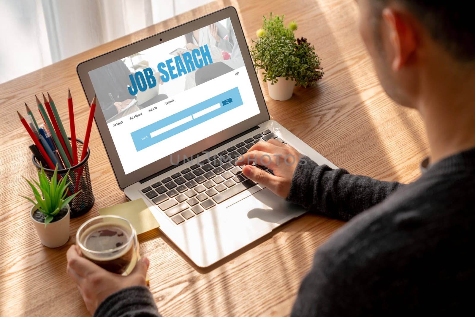 Online job search on modish website for worker to search for job opportunities by biancoblue