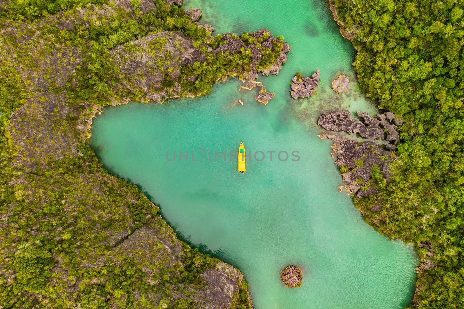 Nature, aerial view and landscape of island for beach, holiday and summer vacation in Greece. Travel, background and drone of seacape destination in tropical water, ocean and traveling on islands.