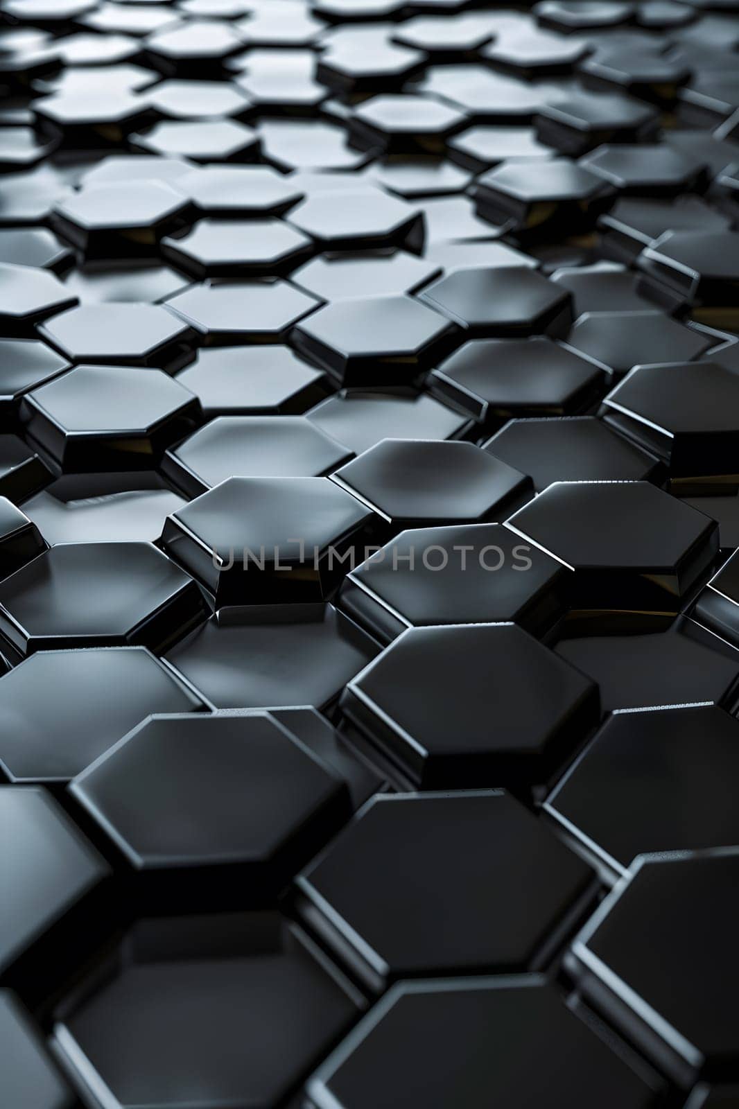 A closeup shot of a black hexagon pattern on a metallic surface by Nadtochiy