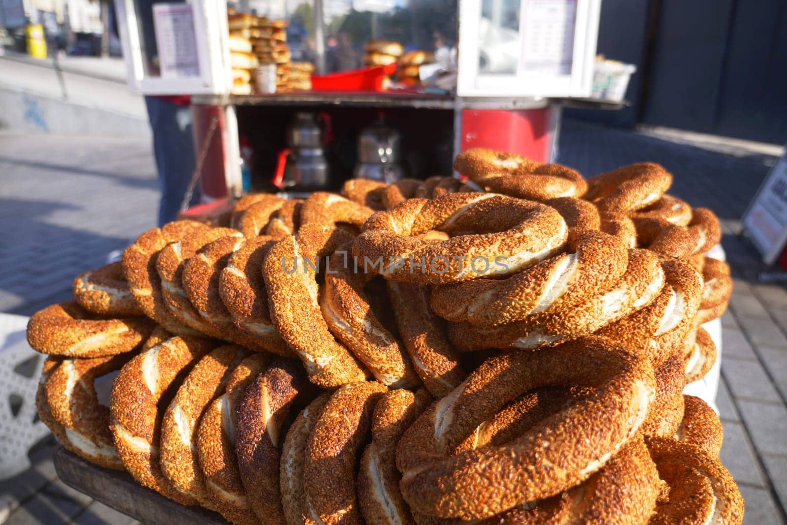 Turkish Bagel Simit selling in a van ,