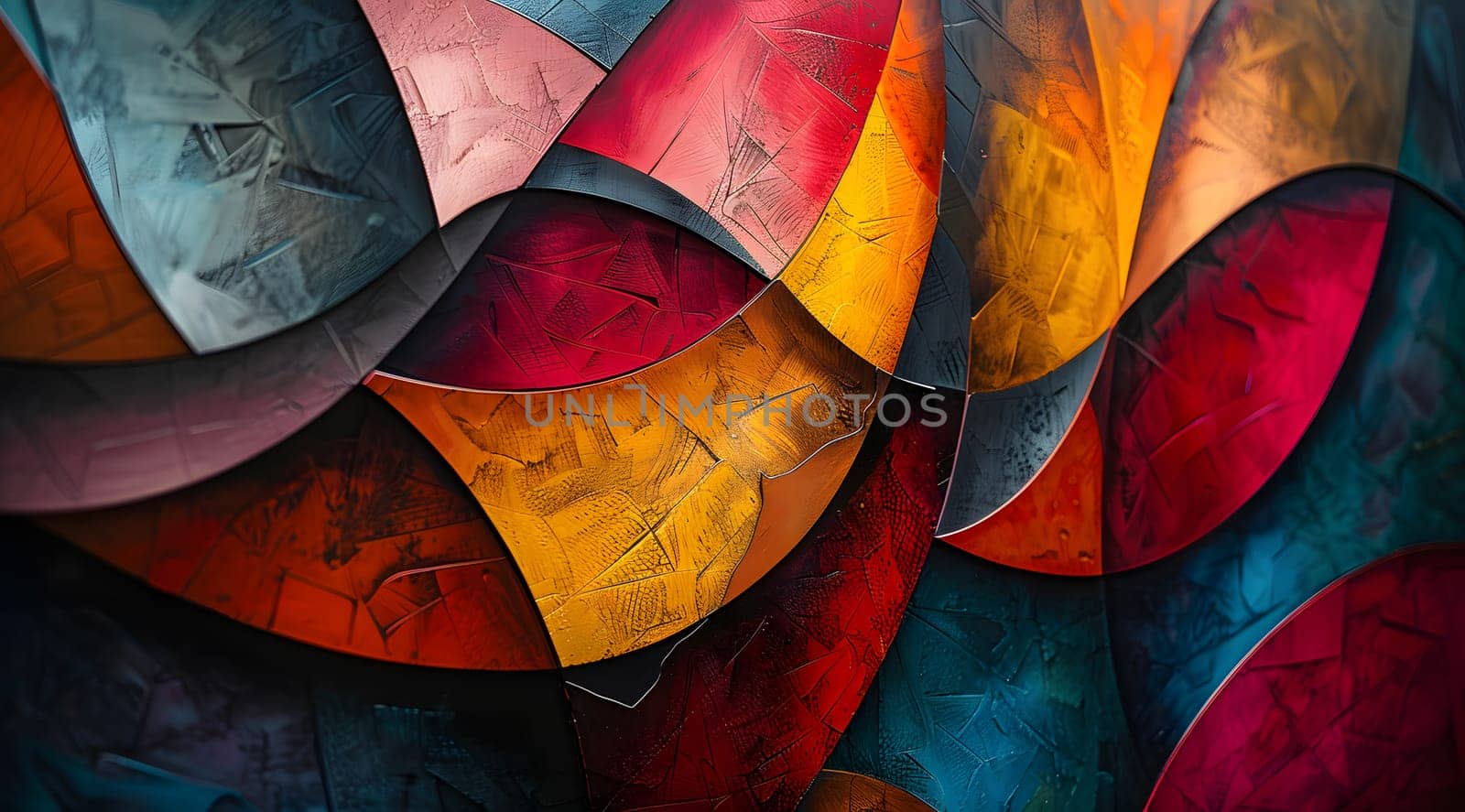 Vibrant stained glass closeup showcasing intricate patterns and tints by Nadtochiy