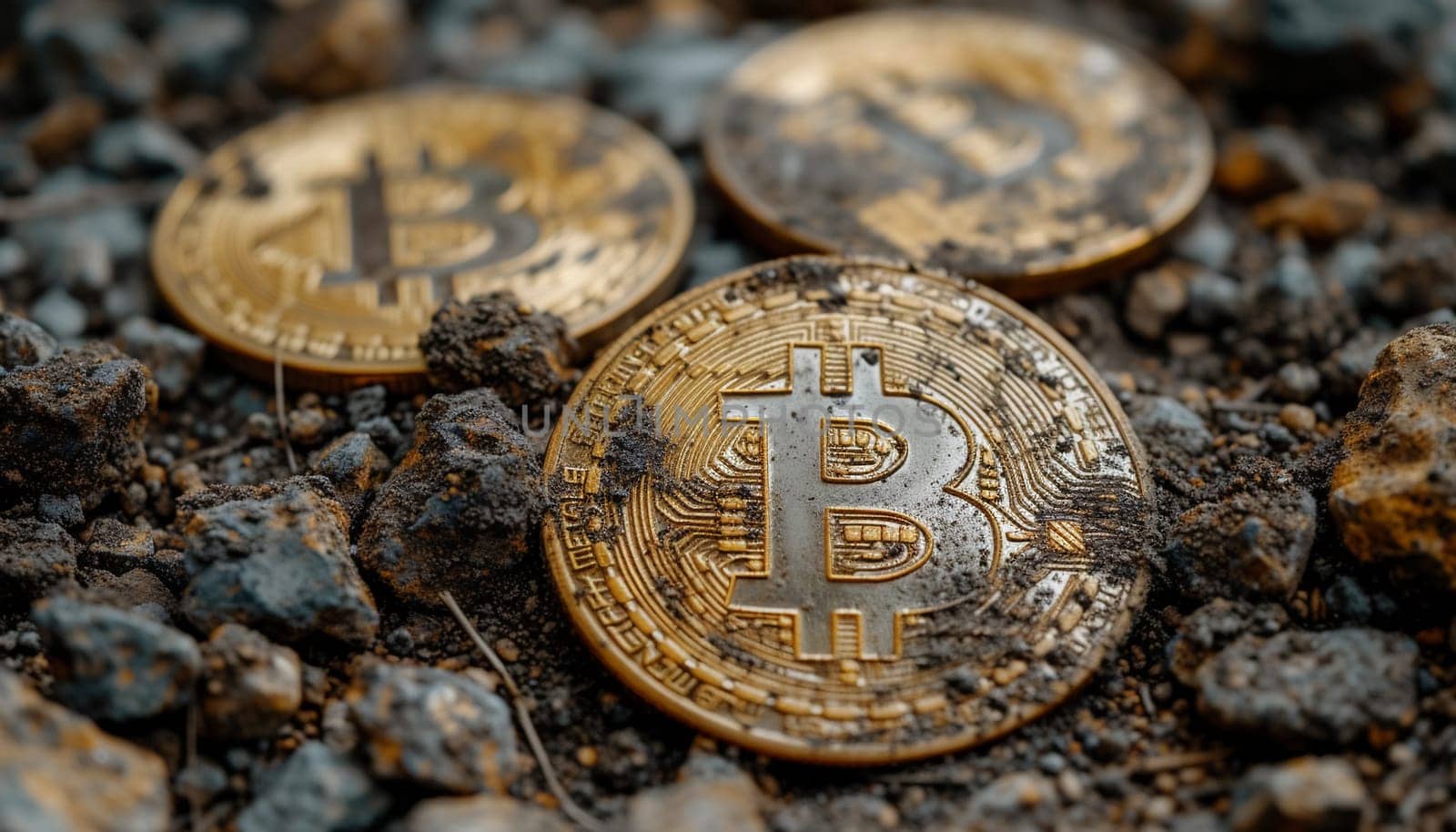 Bitcoin, close-up of a cryptocurrency coin by Nadtochiy