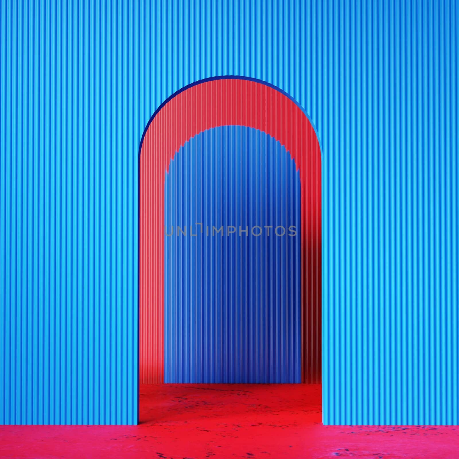 Blue And Red Scene Minimal Geometric by urzine