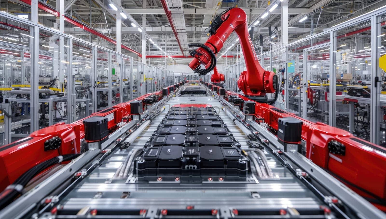 Automation industry robot assembly line in factory. Smart industry 4.0 concept