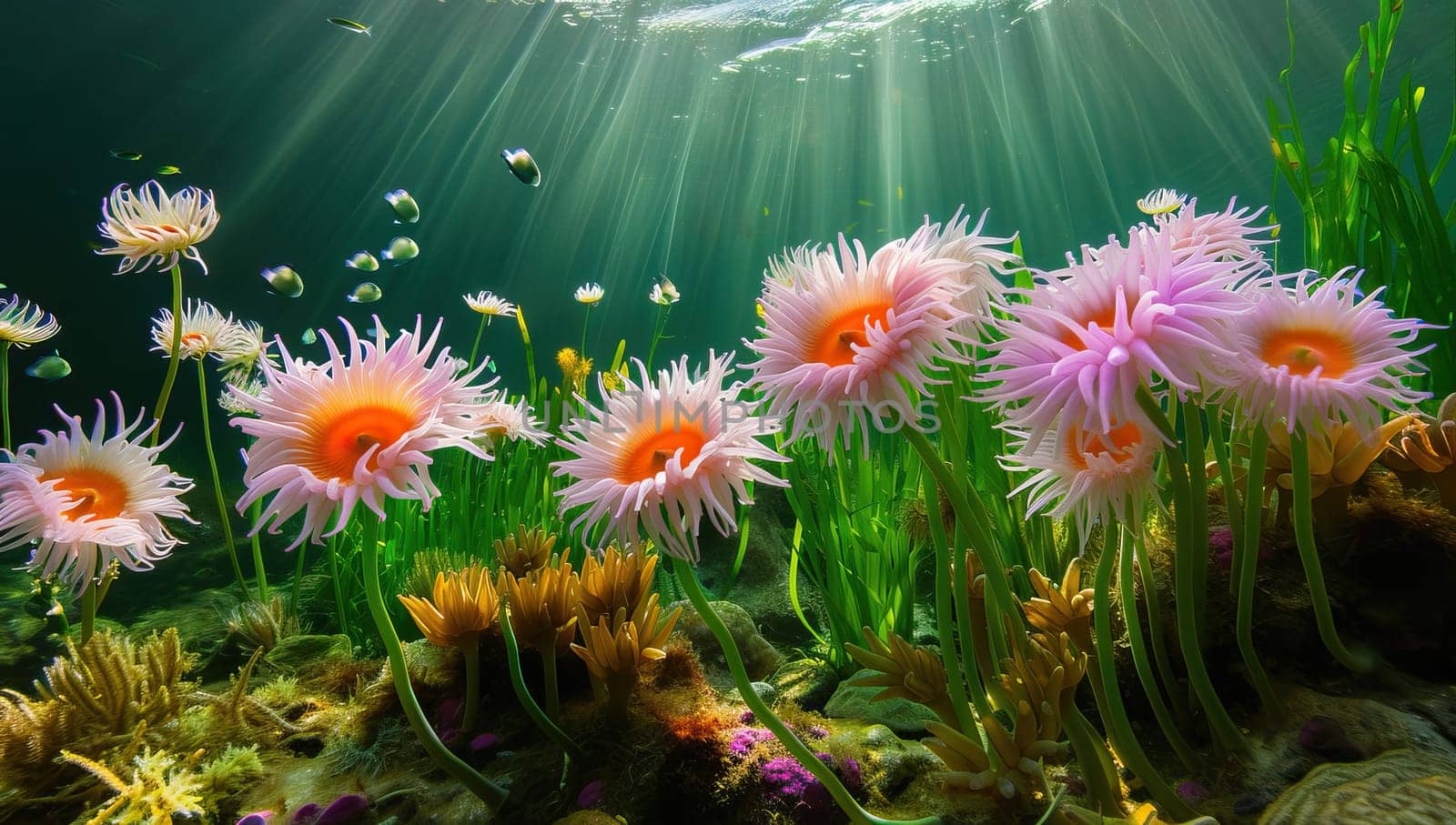 Underwater Garden of Vibrant Sea Anemones