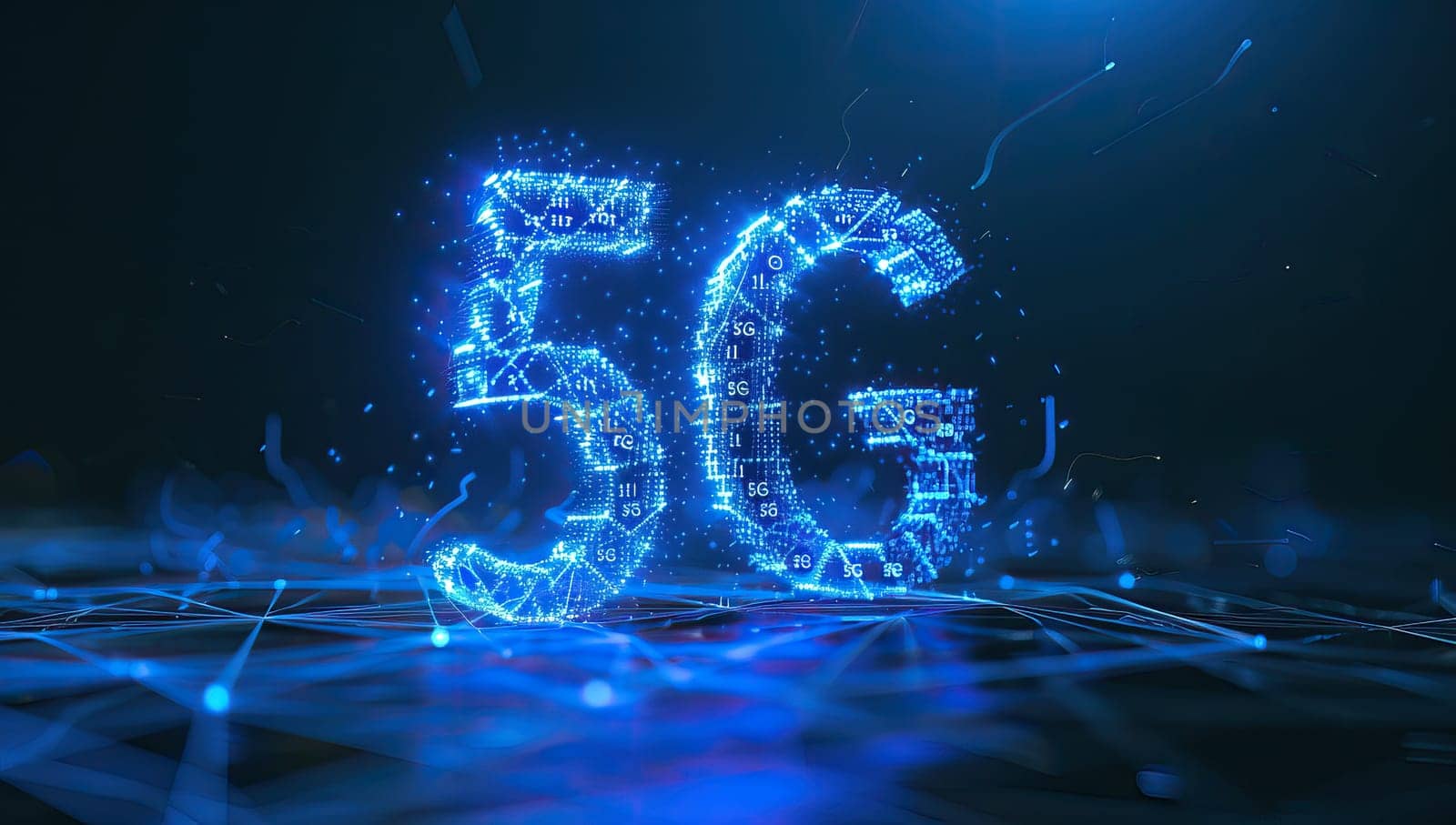 Illuminated 5G symbol representing high speed data transmission by ailike
