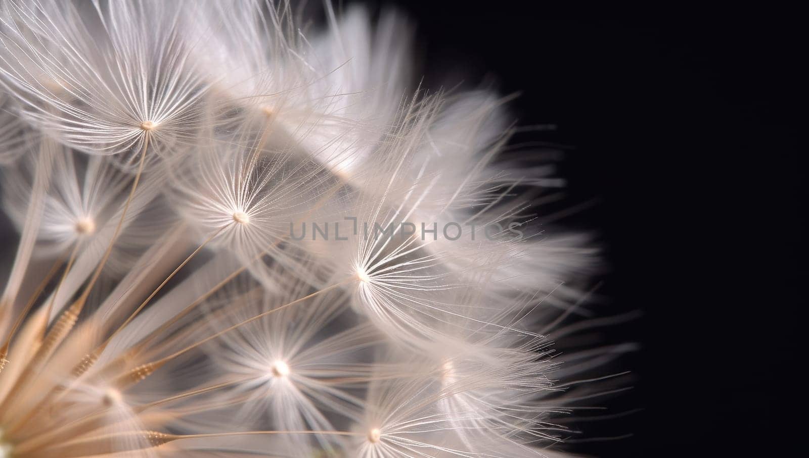 Closeup of dandelion seeds against a dark backdrop by ailike