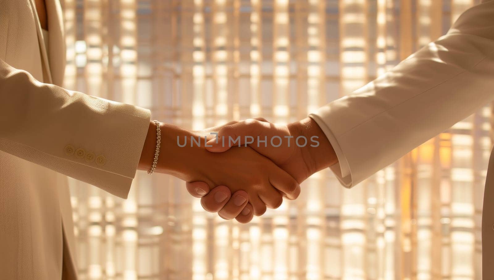 Business people shaking hands, finishing up a meeting. Business success concept. by ailike