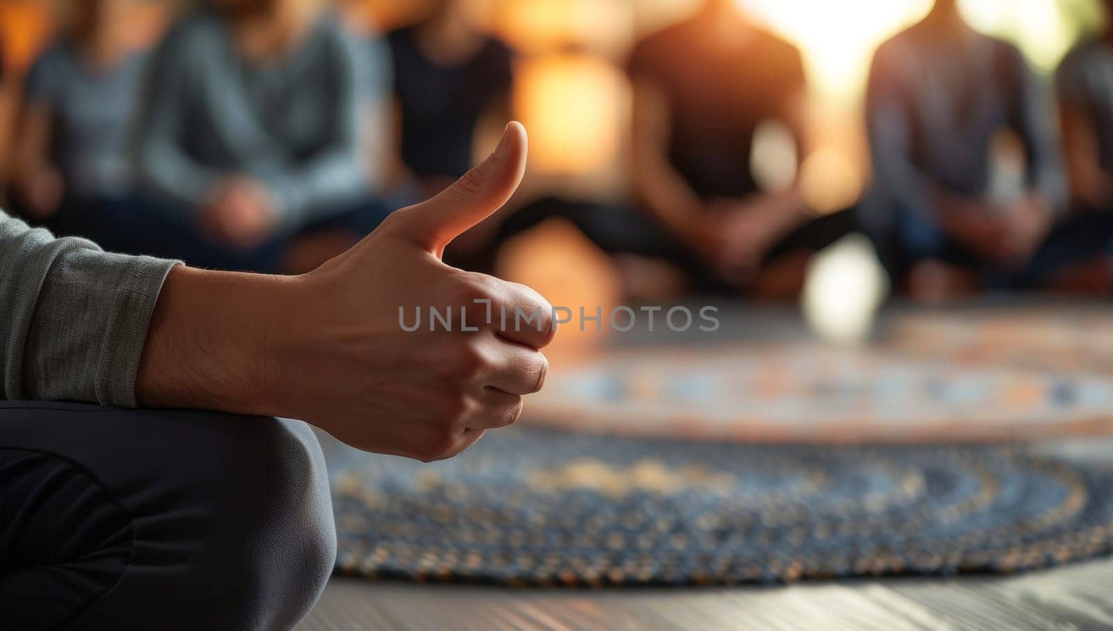 Young people practicing yoga indoors, closeup of hands. Zen lifestyle