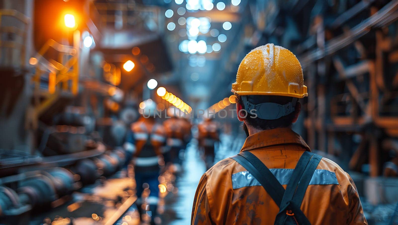 Man in safety gear inspects industrial site