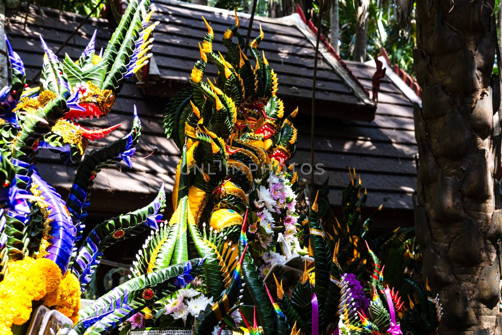 Banana Leaf Made As A Serpent Used As A Sacrifice. King of Nagas or Serpent made from banana leaf.