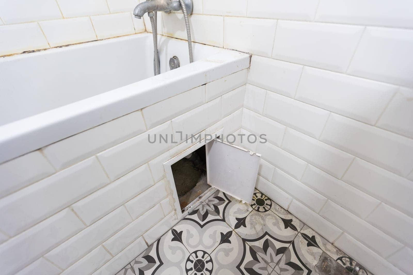 old, broken bathroom in need of renovation. High quality photo
