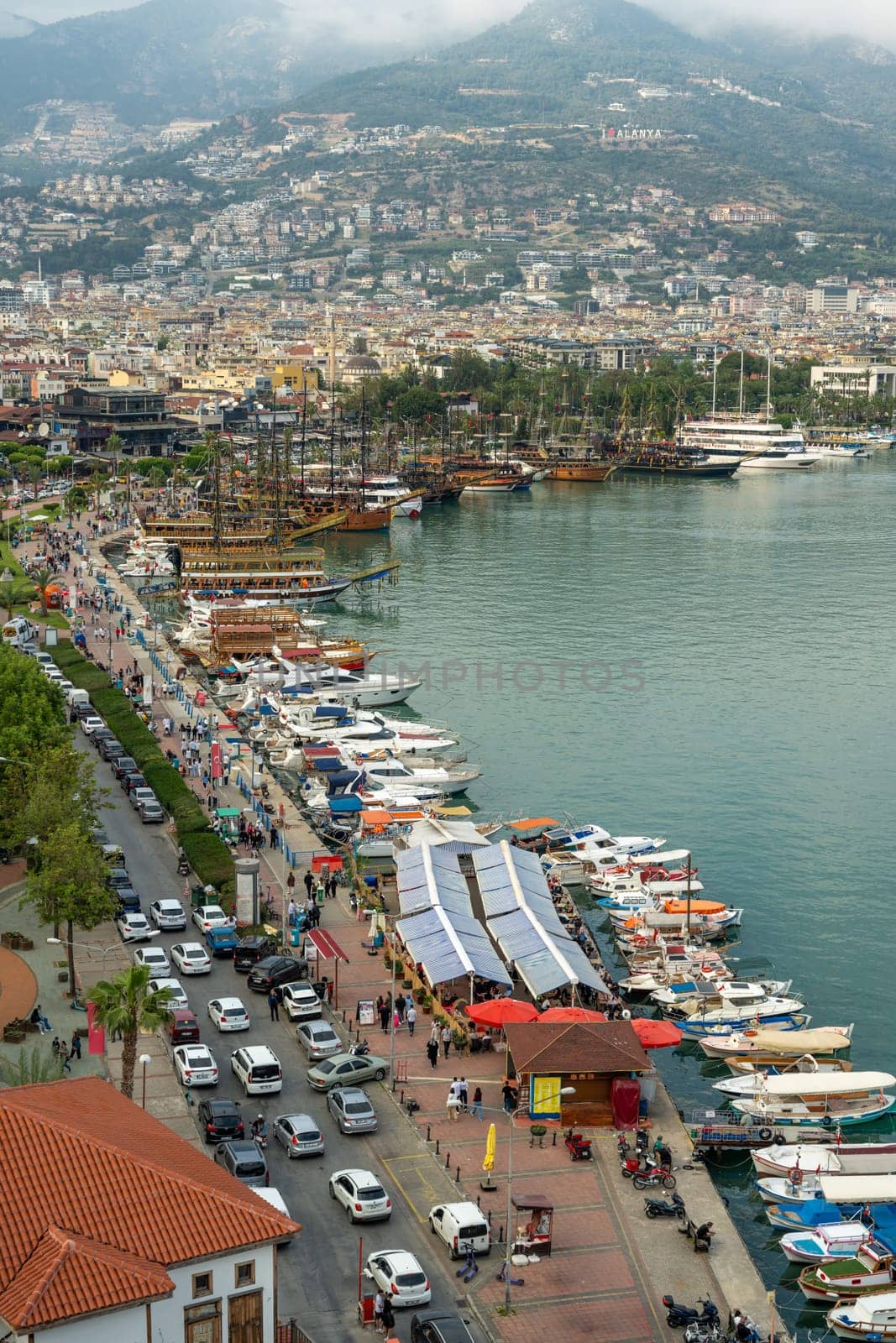 View of Alanya marina and walking path, one of the touristic districts of Antalya, from the Red Tower by Sonat