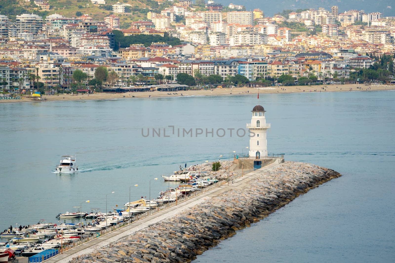 Lighthouse in Alanya marina, one of the touristic districts of Antalya