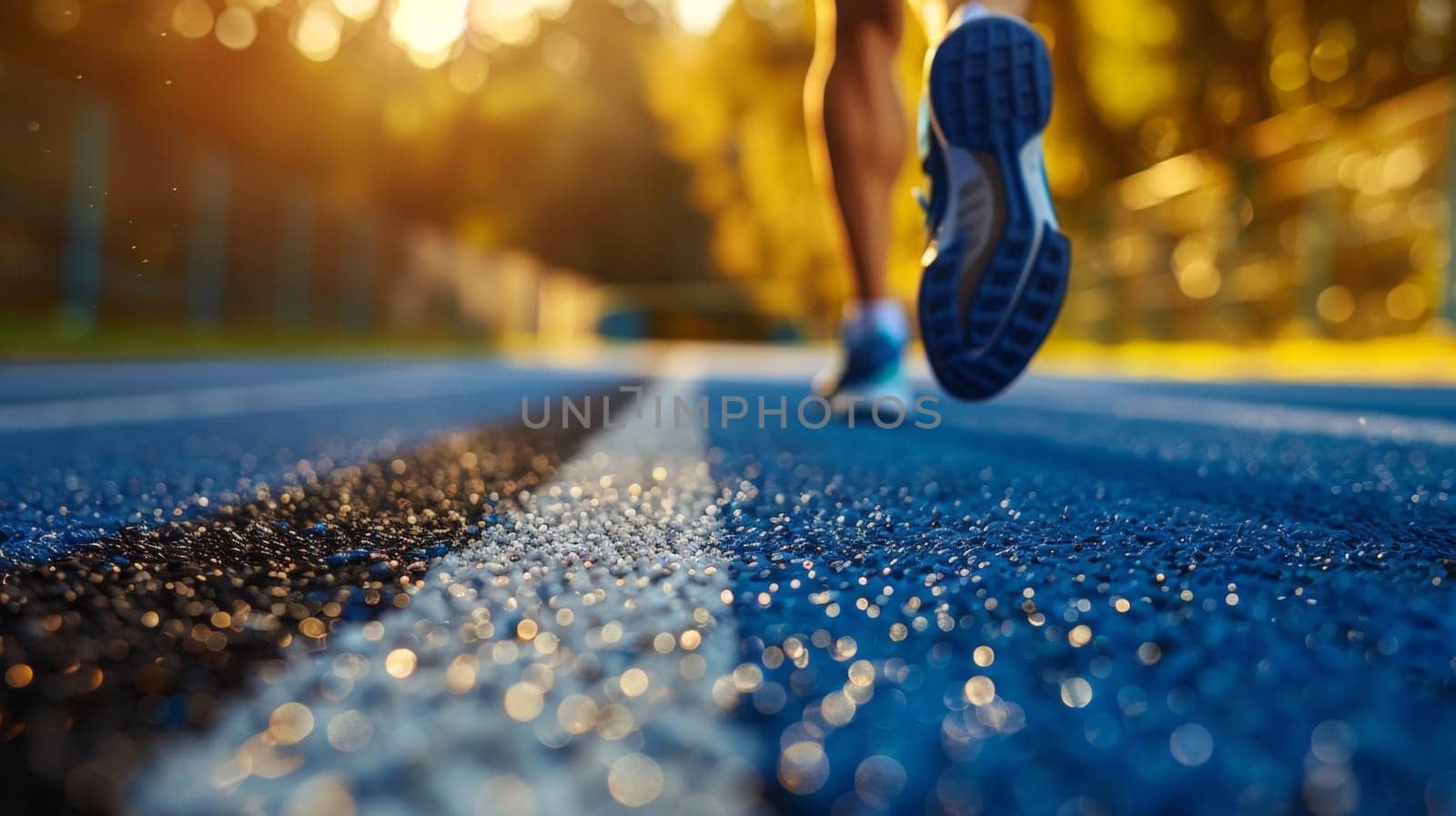 A close up of a person's feet running on the track, AI by starush