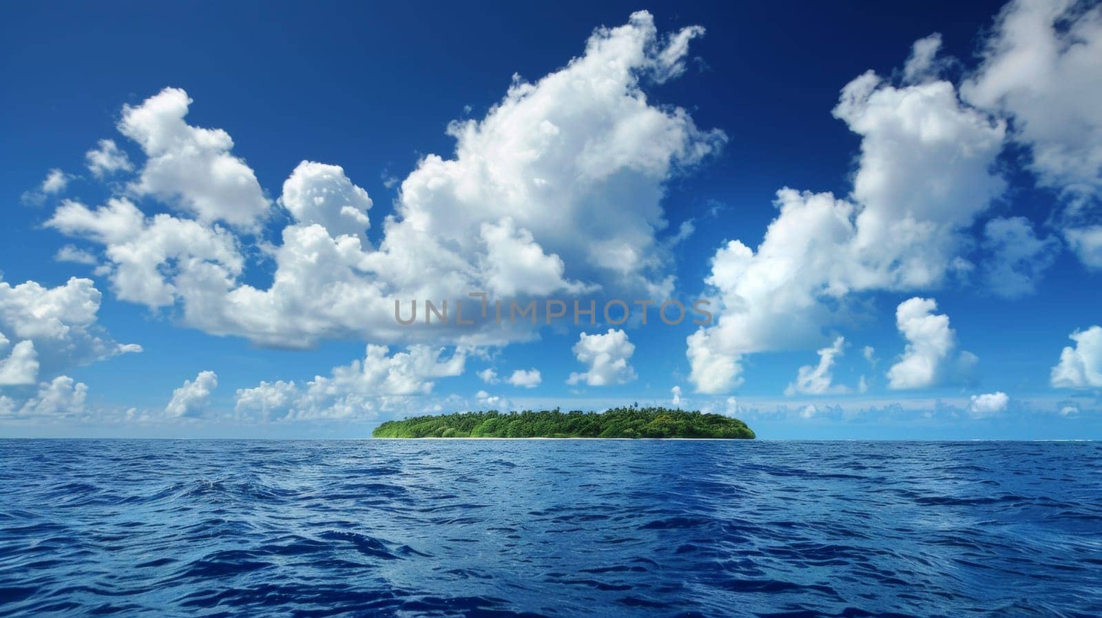 A small island in the middle of a large body of water