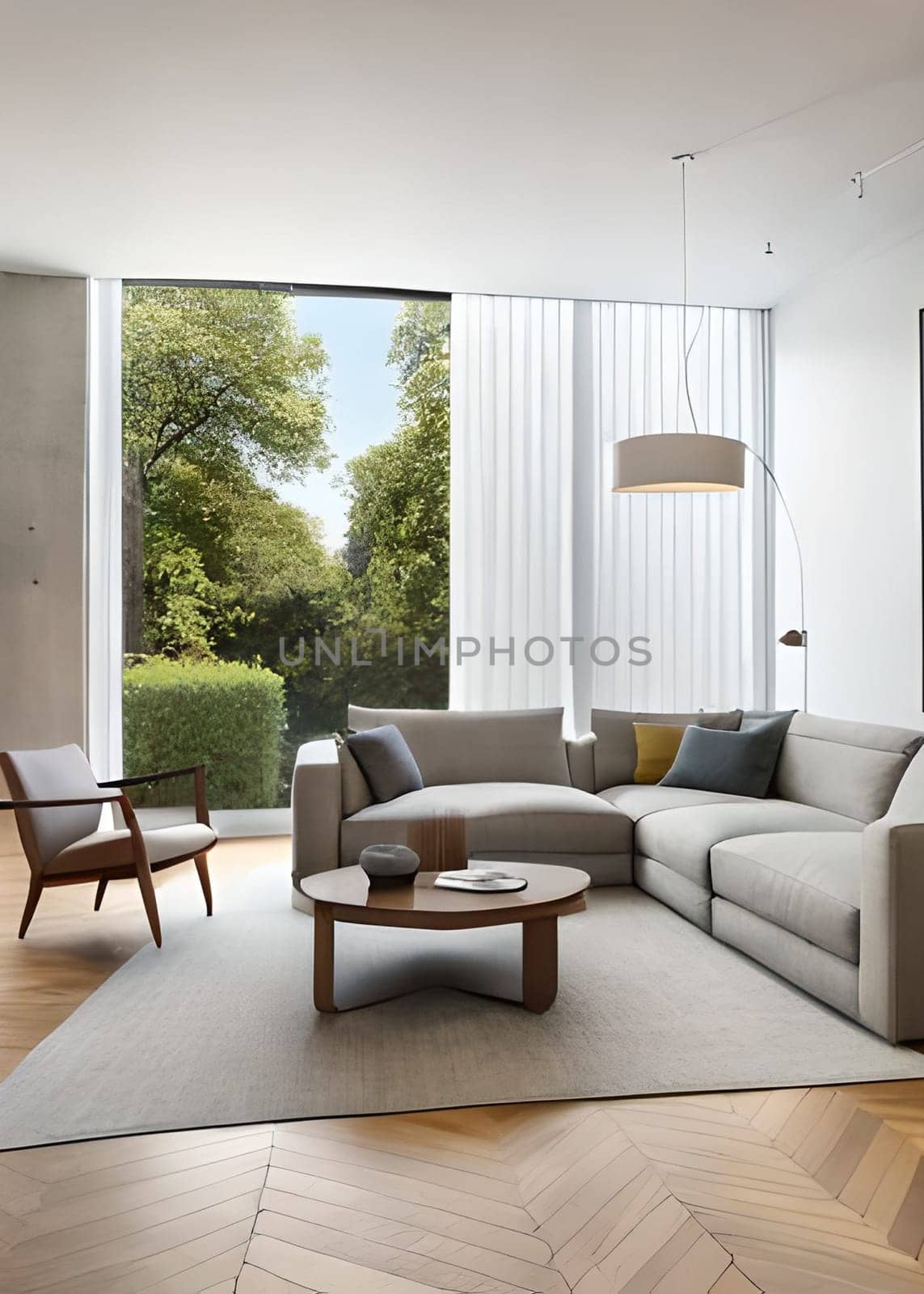 Creative 3d rendering of modern  house Picture is AI-generated illustration. by TravelSync27