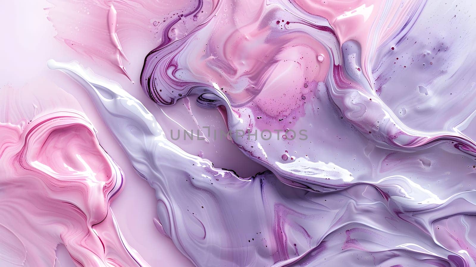 A detailed close up of a vibrant swirl of pink and purple paint, resembling a beautiful petal pattern. A mesmerizing artwork in shades of magenta and violet