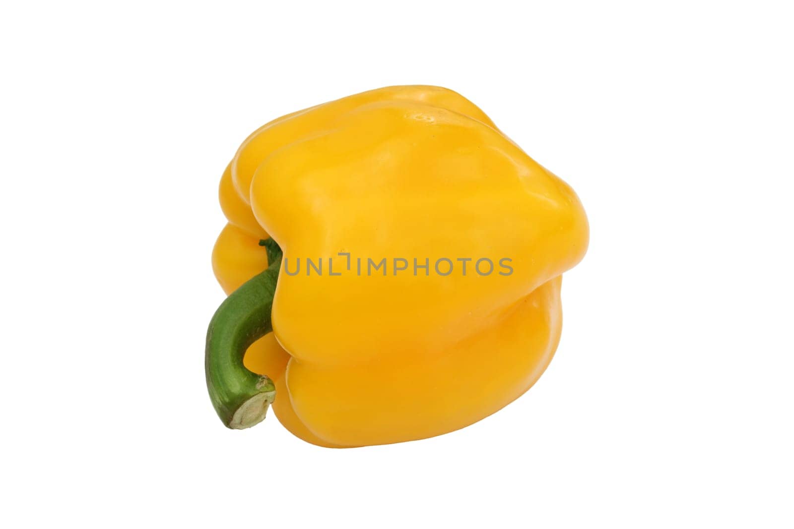 Yellow bell pepper, a staple food ingredient, on white background.