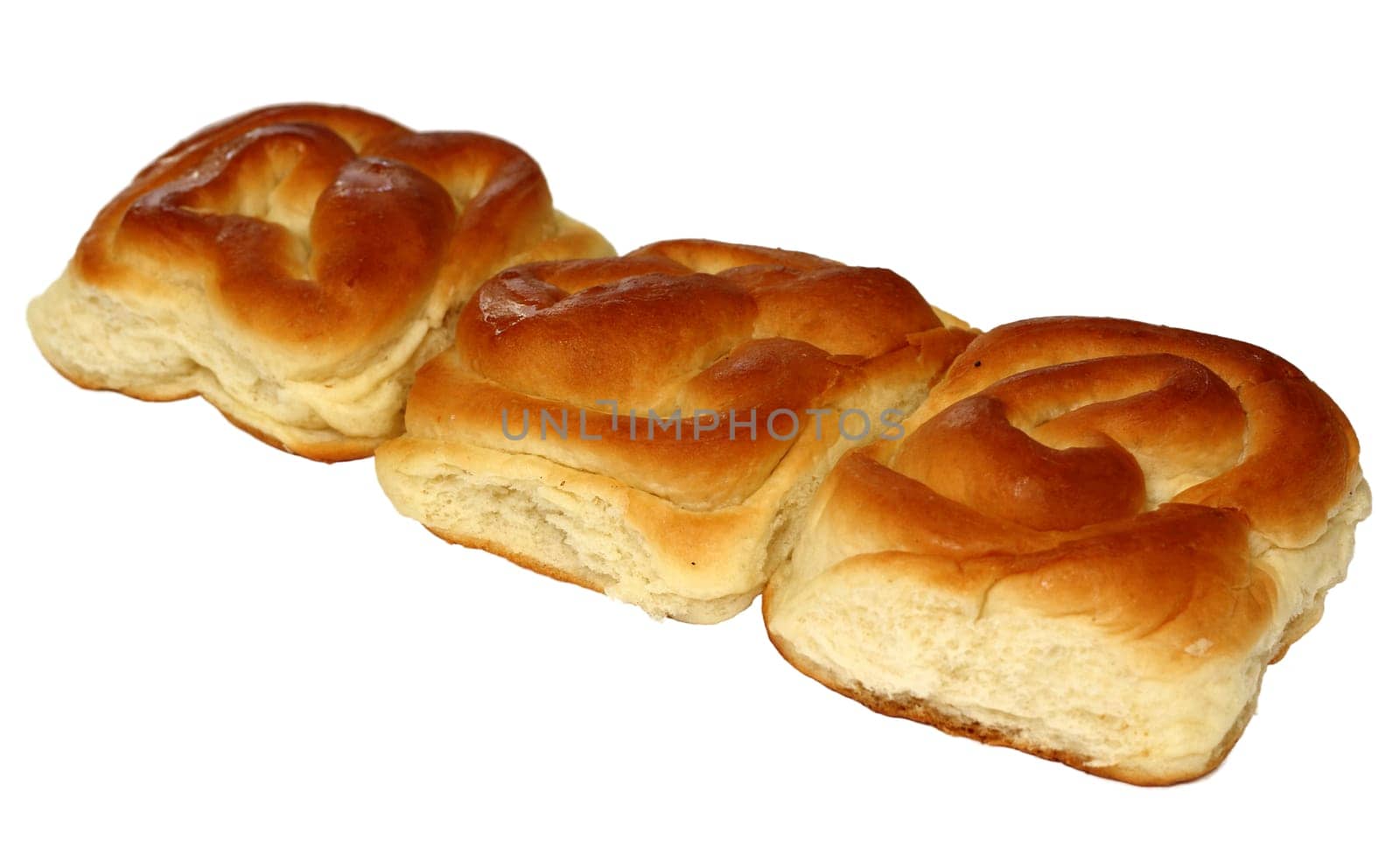 Ruddy rich and delicious bun isolated on white background.