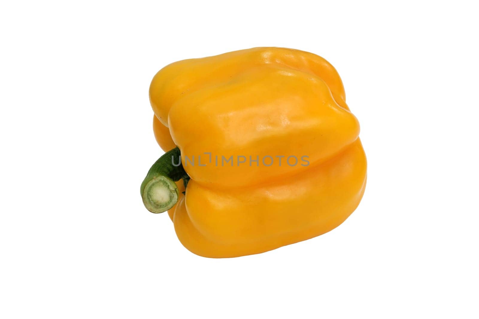 Yellow bell pepper, a staple food ingredient, on white background.